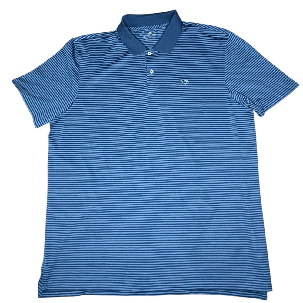 Southern Tide 2 Tone Blue Striped Polo Shirt-Men’s XXL